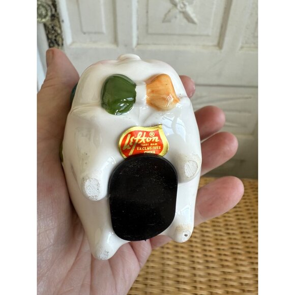 Vintage 60's Porcelain Lefton Irish Shamrock Piggy Bank With stopper - Picture 4 of 6